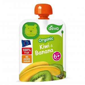 DEVA Ovocná kapsička 100% ovoce Kiwi a Banán od 6.měsíce BIO 90 g