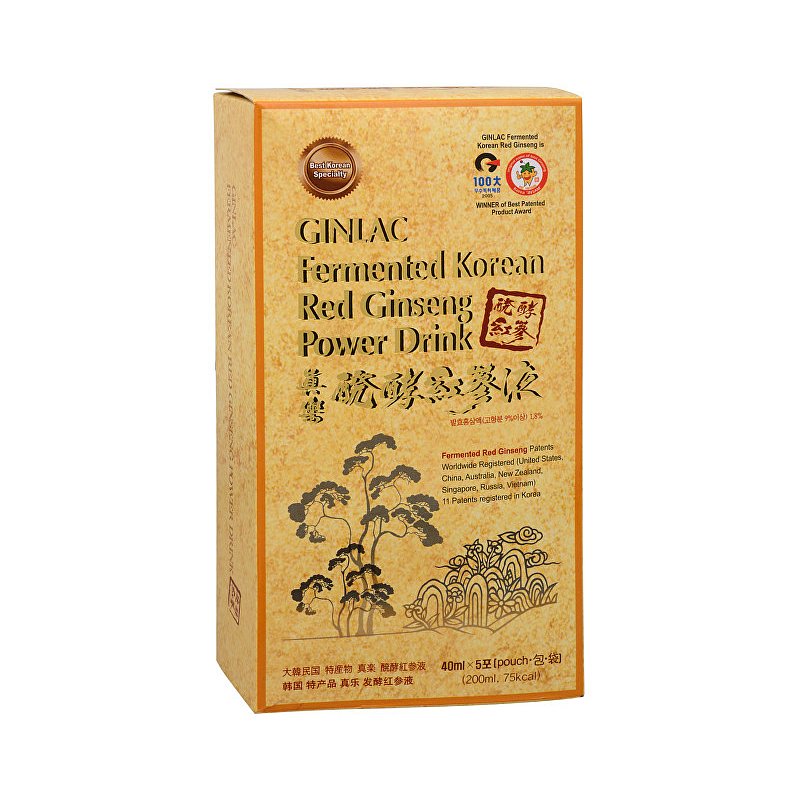 GINLAC Fermented Red Ginseng Power Drink MILD - ženšenový nápoj  5 x 40 ml