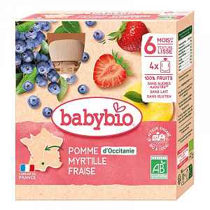 BABYBIO jablko borůvky jahody 4x90g