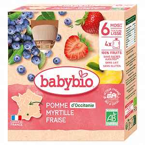BABYBIO jablko borůvky jahody 4x90g