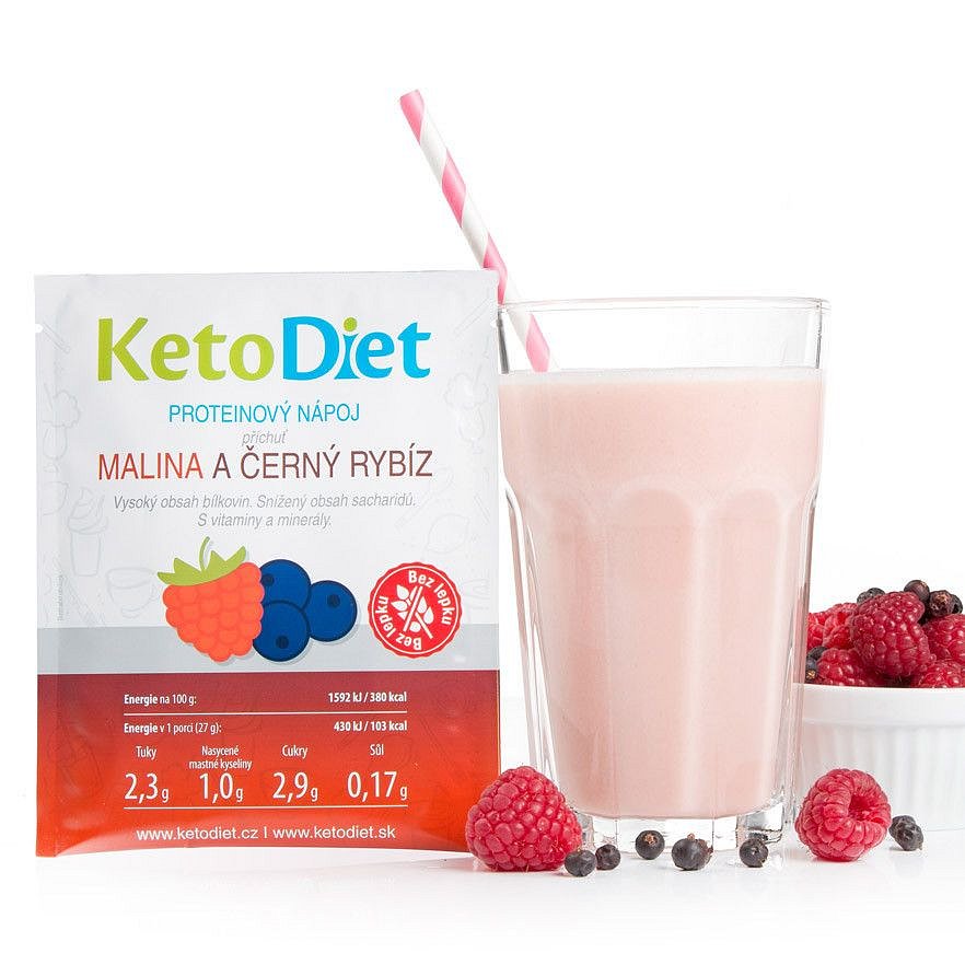 KetoDiet Proteinový nápoj malina a černý rybíz 7x27 g