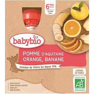 BABYBIO jablko pomeranč banán 4x90g