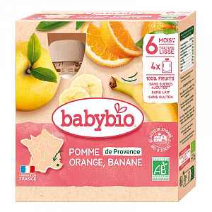 BABYBIO jablko pomeranč banán 4x90g