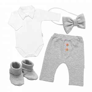 Baby Nellys 4D sada pro chlapečky Baby Elegán - šedý melír, vel. 68