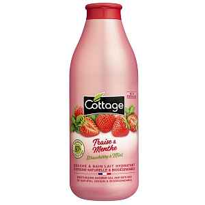 Cottage Moisturizing Shower Gel & Bath Milk - Strawberry & Mint sprchový gel a mléko do koupele 97% přírodní  750 ml