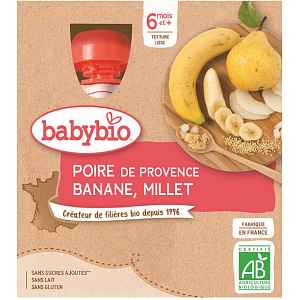 BABYBIO hruška s banánem a prosem 4x90g