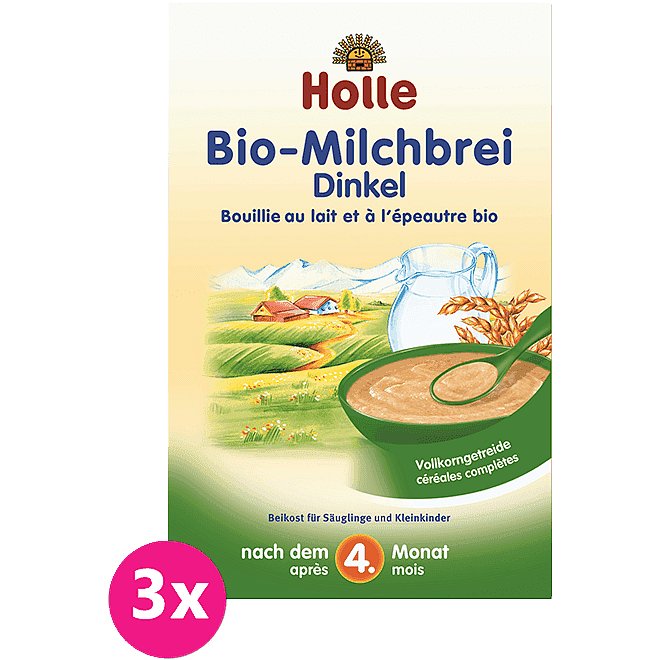 3x HOLLE Bio Špaldová mléčná kaše, 250 g