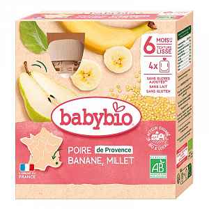 BABYBIO hruška s banánem a prosem 4x90g