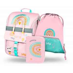 Baagl 3 SET Zippy Duha růžový: aktovka, penál, sáček