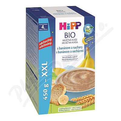 HiPP KAŠE NA D.NOC BIO s banánem a suchary 450g