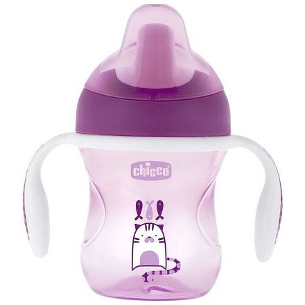 Hrneček Chicco Trénujeme s držadly 200 ml, 6m + - růžový