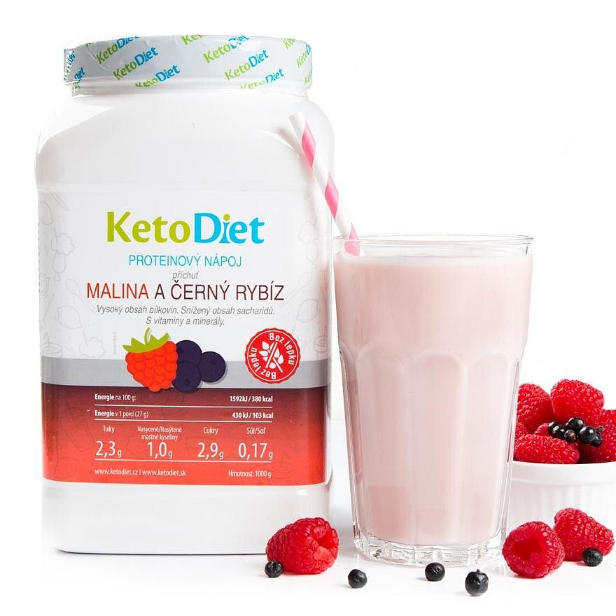 KetoDiet Proteinový nápoj malina a černý rybíz 1000 g
