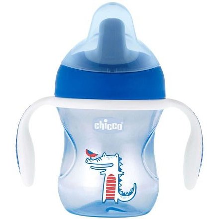 Hrneček Chicco Trénujeme s držadly 200 ml, 6m + - modrý