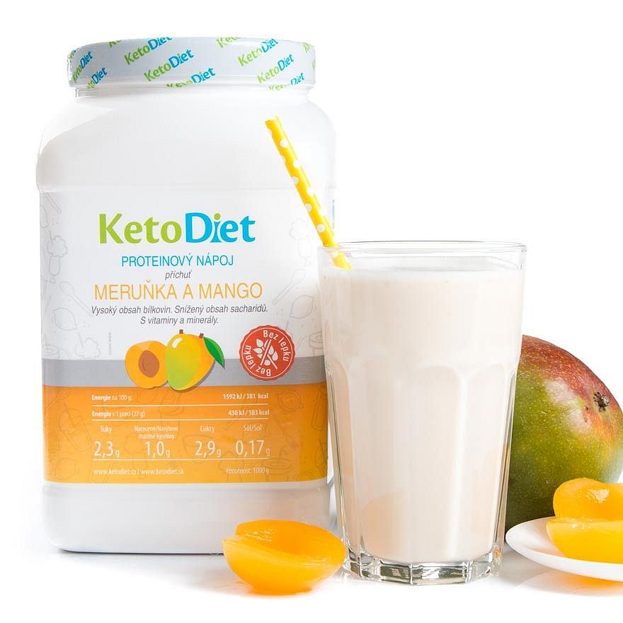 KetoDiet Proteinový nápoj meruňka a mango 1000 g