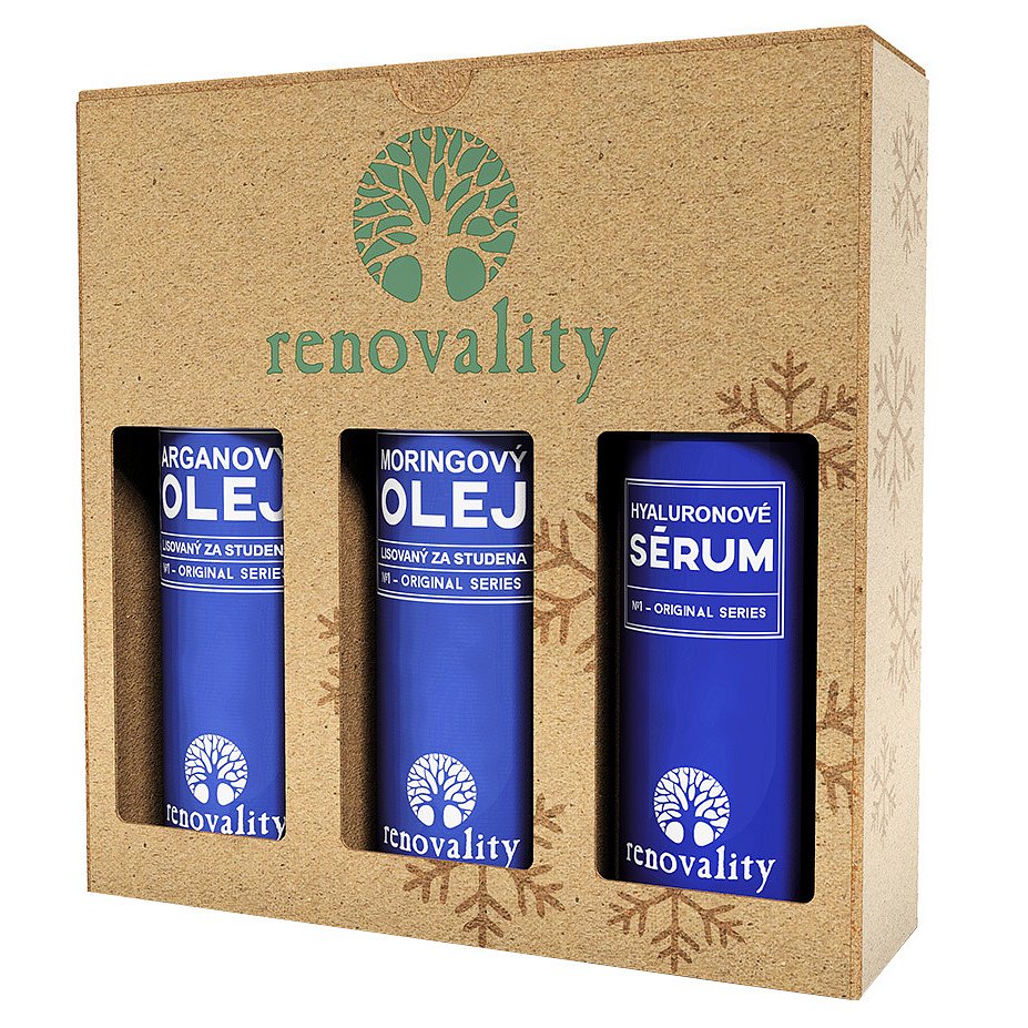 Renovality Dárkový set Argan, Moringa, Hyaluronové sérum