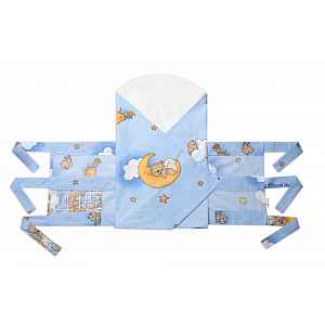 Baby Nellys Bavlněný náhradní povlak na zavinovačku 71x78cm, LALLY Medvídek na žebříku,modrý
