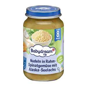 Babydream Příkrm těstoviny se smetanovým špenátem, zeleninou a aljašskou treskou 220 g