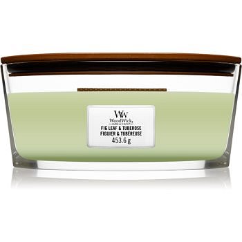 Woodwick Fig Leaf & Tuberose vonná svíčka s dřevěným knotem (hearthwick) 453,6 g
