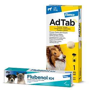 Adtab 900mg žvýkací tablety pro psy >22-45kg 1ks + Flubenol Kh 44mg/ml perorální pasta 7.5ml