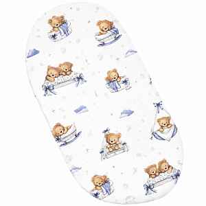 Baby Nellys Prostěradlo do kočárku, koše, bavlna, Medvídci - modří