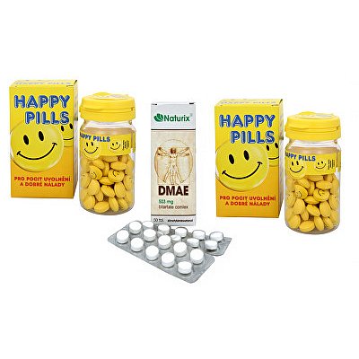 Happy Pills pilulky štěstí a DMAE ZDARMA 2 x 75 tbl. + 50 tbl.