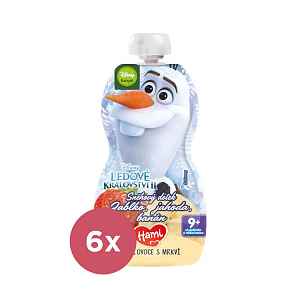 6 x HAMI Disney Frozen Olaf ovocnozeleninová kapsička Jablko, Jahoda, Banán 110 g, 9+