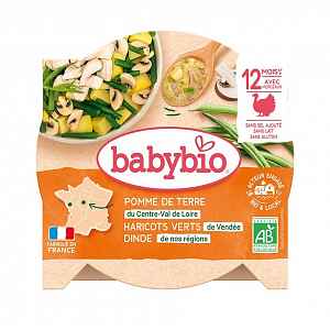 BABYBIO Denní menu Brambory a fazolkami a krůtími plátky 230 g