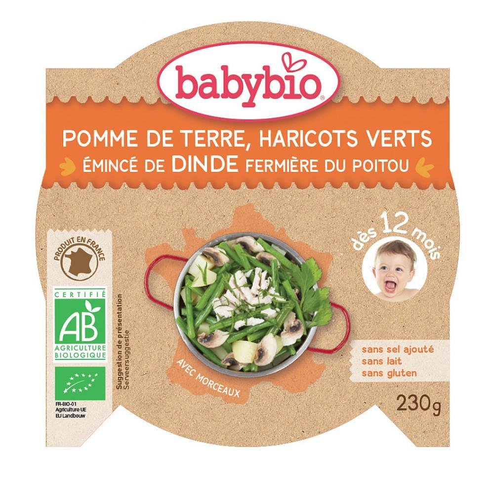 BABYBIO Denní menu Brambory a fazolkami a krůtími plátky 230 g