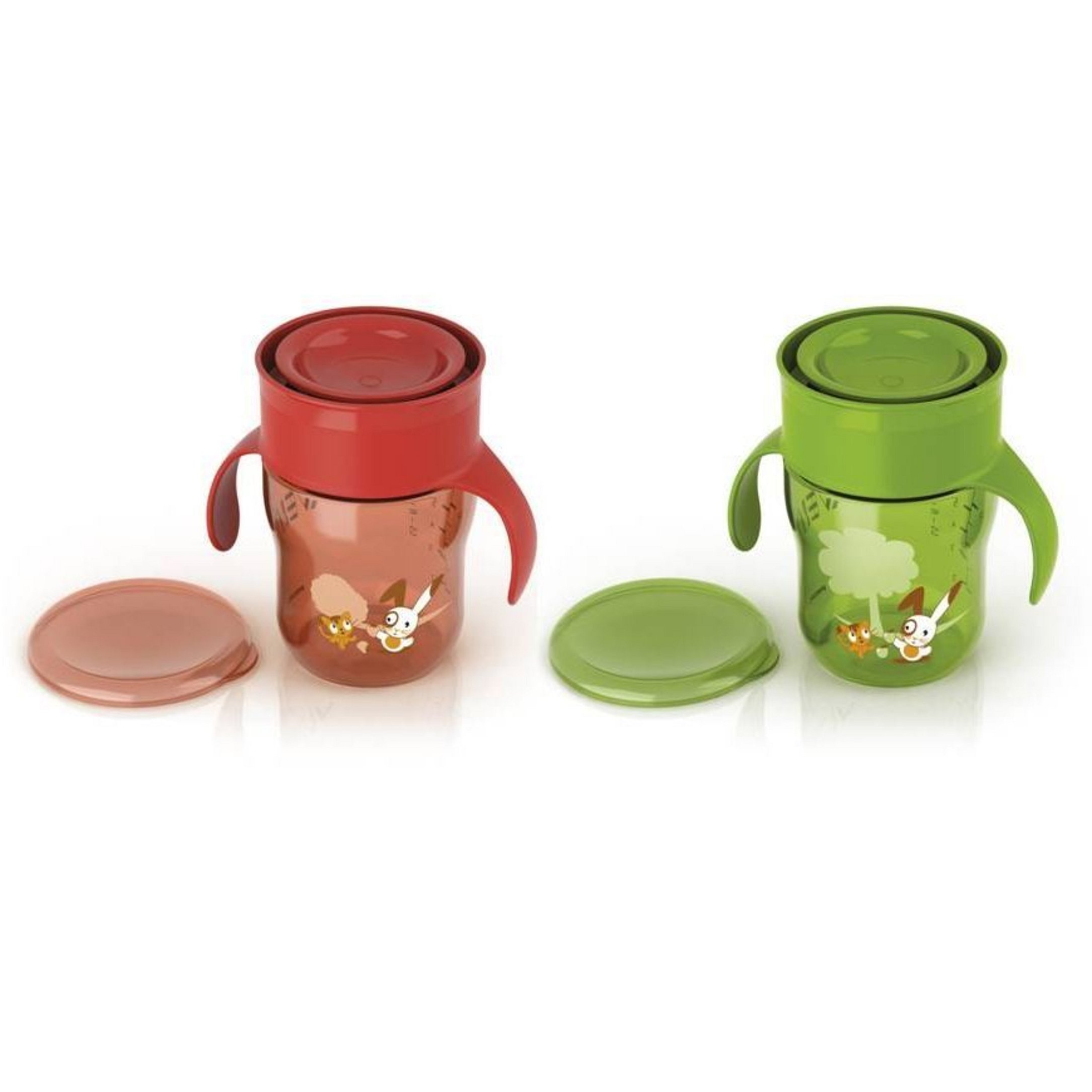PHILIPS AVENT Hrneček první skutečný - zelený/červený 260 ml