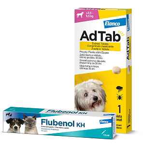 Adtab 112mg žvýkací tablety pro psy >2.5-5.5kg 1ks + Flubenol Kh 44mg/ml perorální pasta 7.5ml