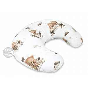 Baby Nellys Kojící polštář/podkova, bavlna, Medvídci, béžový, ergonomický polštář pro kojení