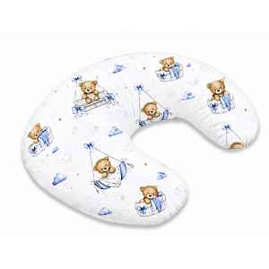 Baby Nellys Kojící polštář/podkova, bavlna, Medvídci, modrý, ergonomický polštář pro kojení