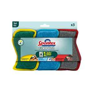 Spontex Flex&Wash 2v1 drátěnka a houbička 3 ks