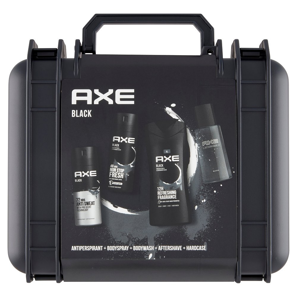AXE Dárkové balení Black v kufříku antiperspirant, deodorant, sprchový gel, voda po holení 150 ml + 150 ml + 400 ml + 100 ml