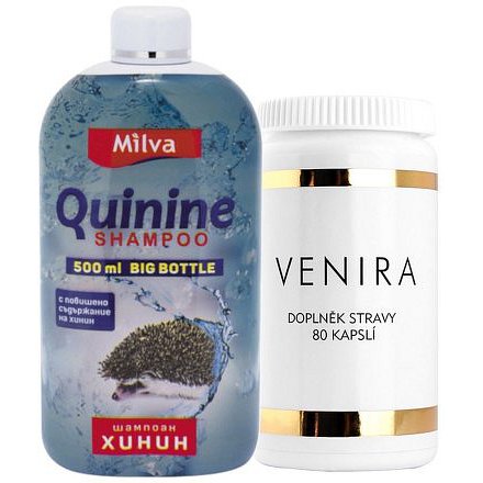 VENIRA komplexní péče o vlasy, nehty a pleť 80cps. + Milva Big Šampon chinin 500ml