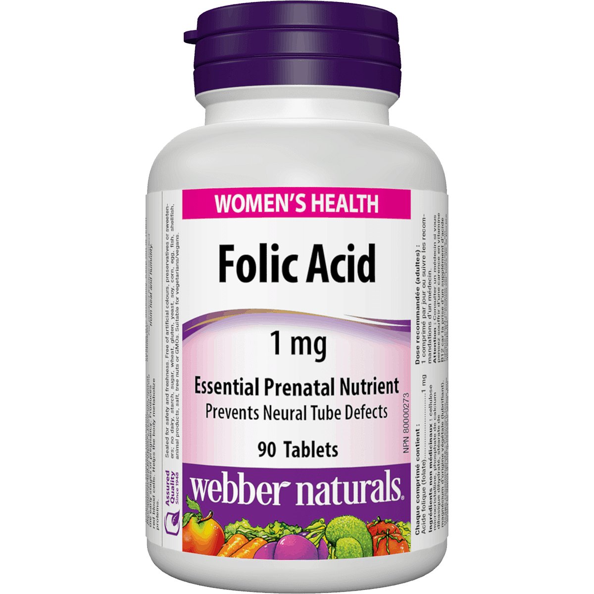 Webber Naturals Folic Acid 1mg 90 tablet