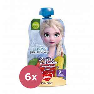 6 x HAMI Disney Frozen Elsa ovocná kapsička Jablko a Hruška 110 g, 9+