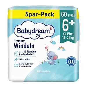 Babydream Pleny Premium XL Plus, 15–21 kg, vel. 6+, Jumbo-Pack 60 ks 60 ks