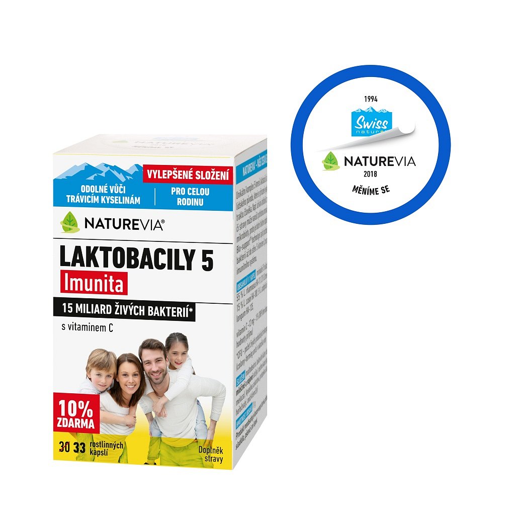 Swiss NatureVia Laktobacily 5 Imunita 33 kapslí