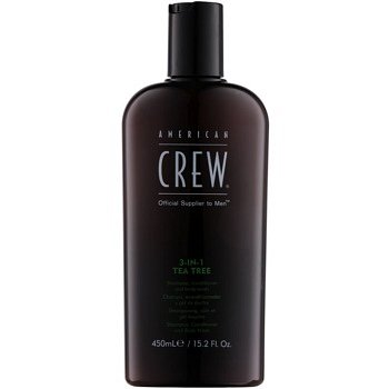 American Crew Tea Tree šampón, kondicionér a sprchový gel 3 v 1 pro muže  450 ml