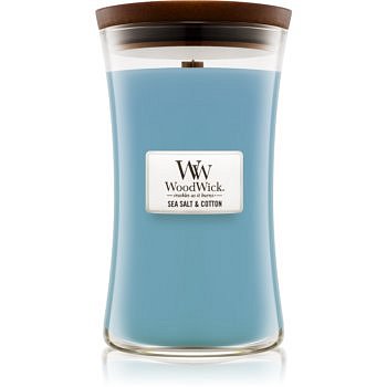 Woodwick Sea Salt & Cotton vonná svíčka 609,5 g s dřevěným knotem