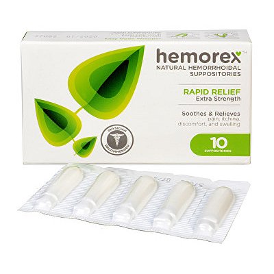 Hemorex přírodní čípky na hemoroidy 10 ks