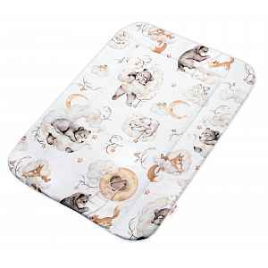 Baby Nellys Přebalovací podložka 50x70 cm, bavlna, Zvířátka na mráčku , béžová