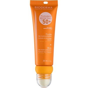 Bioderma Photoderm Bronz DUO ochranný fluid na obličej a balzám na rty SPF 50+ 20 ml + 2 g