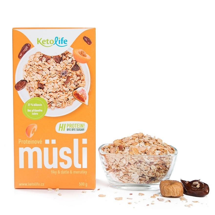 KetoLife Proteinové müsli fíky, datle a meruňky 500 g