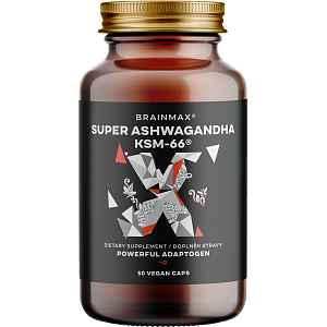 BrainMax Super Ashwagandha® extrakt KSM-66®, 50 rostlinných kapslí