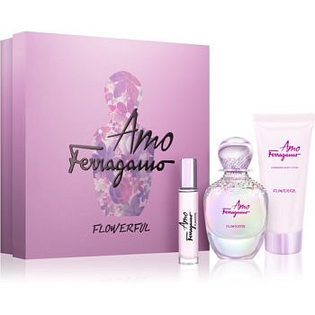 Salvatore Ferragamo Amo Ferragamo Flowerful dárková sada II. toaletní voda 100 ml + tělové mléko 100 ml + toaletní voda 10 ml