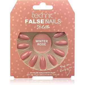 Technic Cosmetics False Nails Stiletto umělé nehty Winter Rose 24 ks