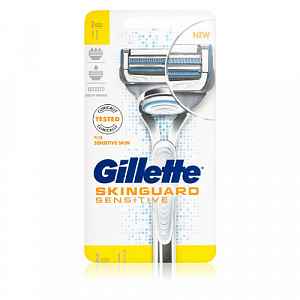 GILLETTE Skinguard Sensitive holicí strojek + hlavice 2 ks