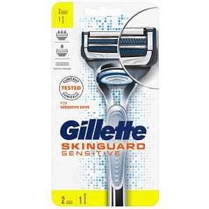 GILLETTE Skinguard Sensitive holicí strojek + hlavice 2 ks